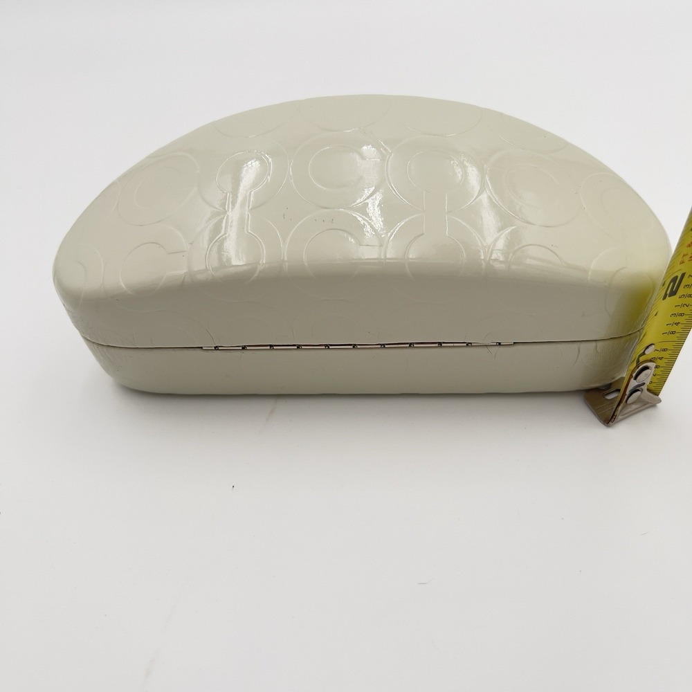 COACH Large White Logo Eyeglass Sunglass Hard Clamshell Case Designer Authentic